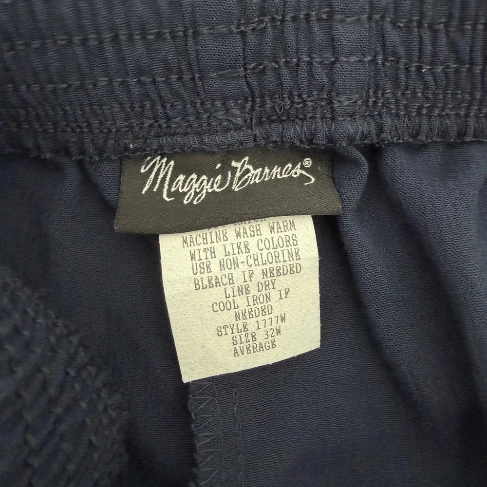 NWT VTG 90s Maggie Barnes 32W Navy High Rise Pants Minimalist Pull‎ On